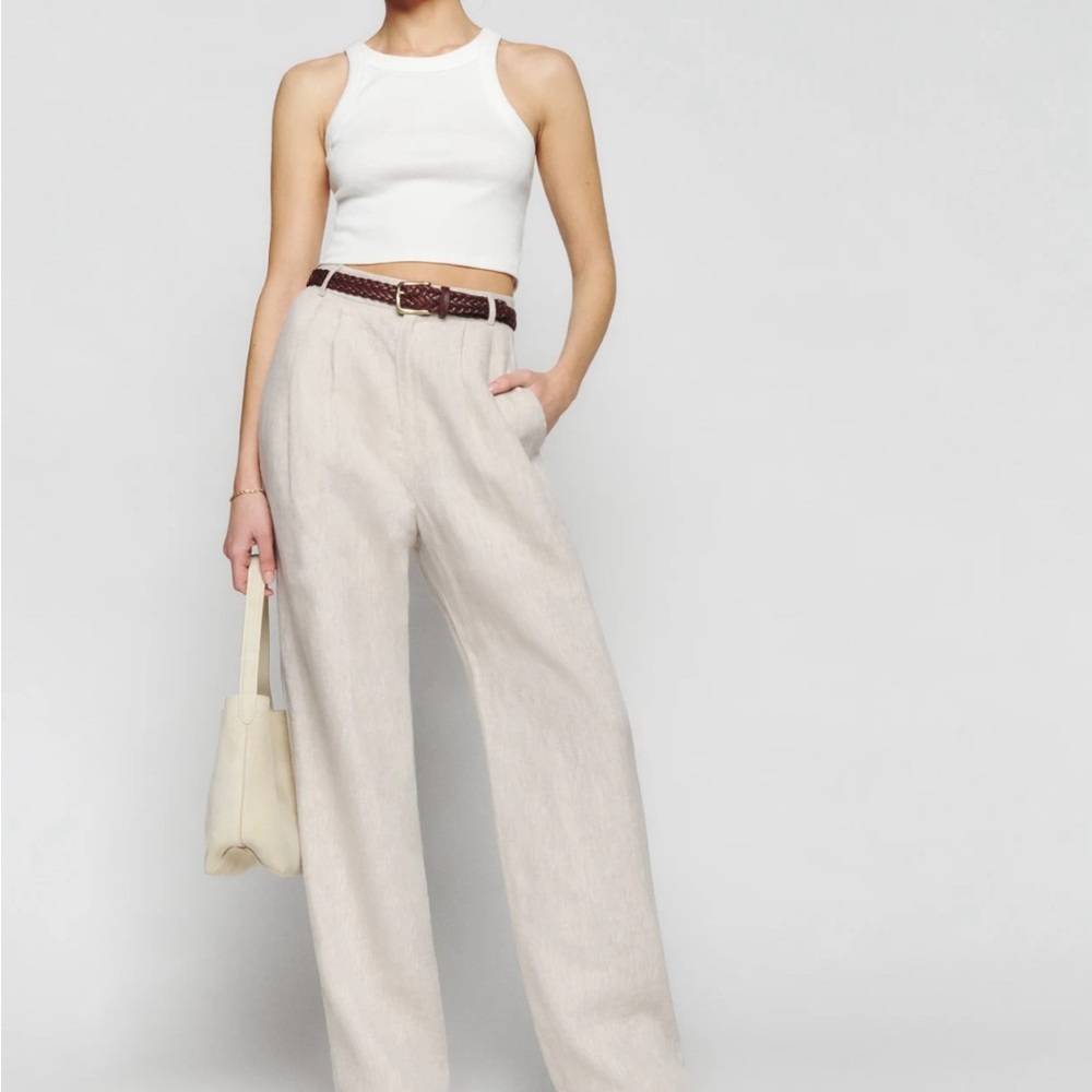REFORMATION RARE OATMEAL LINEN PANT